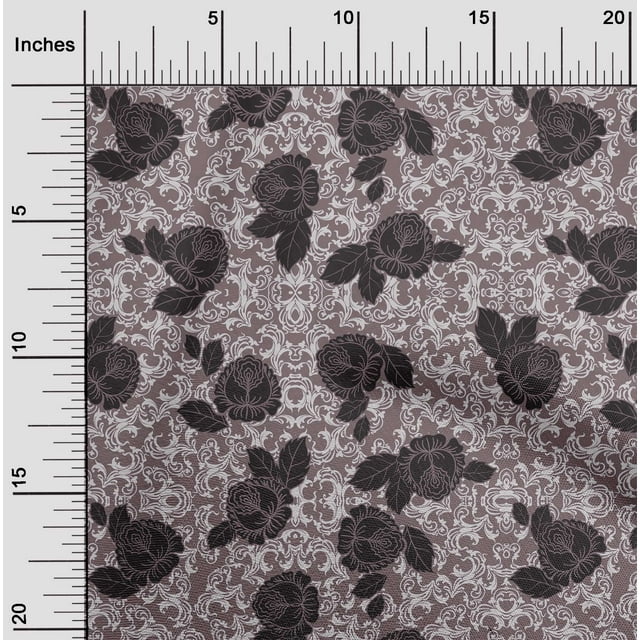 oneOone Polyester Lycra Fabric Leaves & Rose Floral Fabric Prints By Yard 56 Inches Wide