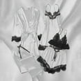 thumbnail image 2 of Oksale 5 PC Women Satin Pajamas Set Plus Size Lace Trim Long Sleeve Robes Elastic Long Pants and Shorts Sexy Strap Vest Cozy Breathable Sleepwear White M, 2 of 8