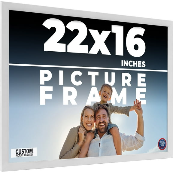 22x16 Frame White Solid Wood Picture Frame Includes UV Acrylic Shatter Guard Front, Acid Free Foam