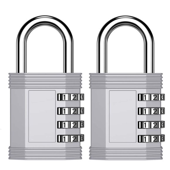 ZHEGE Combination Lock for Locker 4 Digit Combo Lock for Gym School Fence Toolbox Gate (2 Pack Sliver)