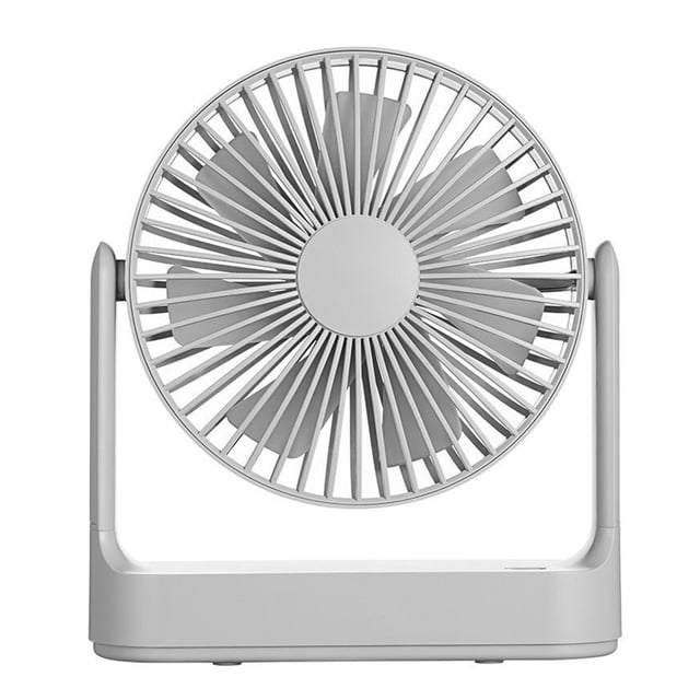 yeacher Compact Rechargeable Desk Fan with Detachable Blades, 4-Speed Settings, Quiet Operation, Portable Design, 4000mAh Battery, Gray