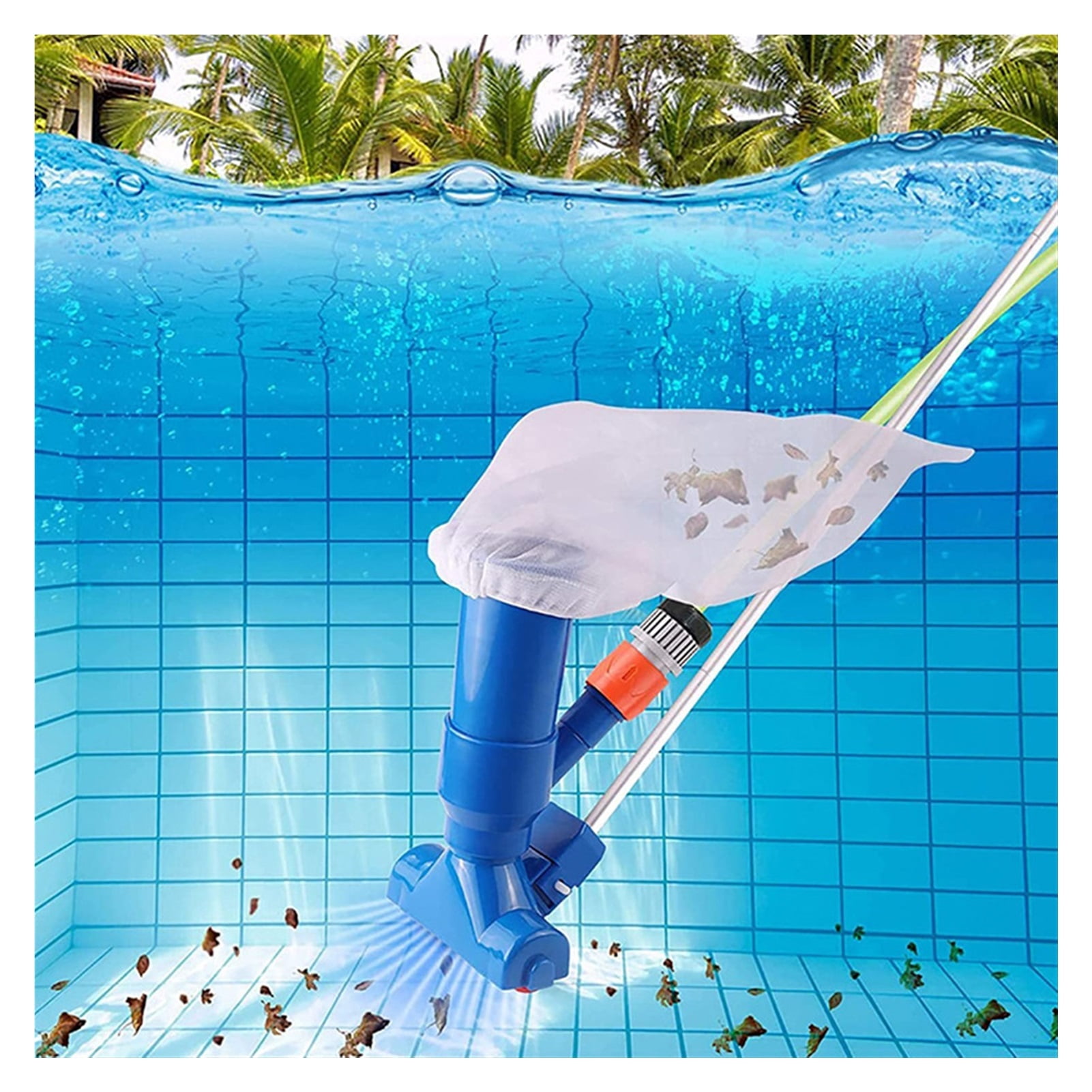Swimming Pool Vacuum Cleaner Portable Cleaning Tool Kit Pond Fountain Brush Pool Accessory Without Electrical Components ,Great Suction Power