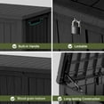 thumbnail image 3 of Decksplore 150 Gal Outdoor Storage Box, Lockable, UV-Resistant, HDPE Waterproof Deck Box, Outdoor Storage Bench for Cushions, Folding Chairs (Black), 3 of 7
