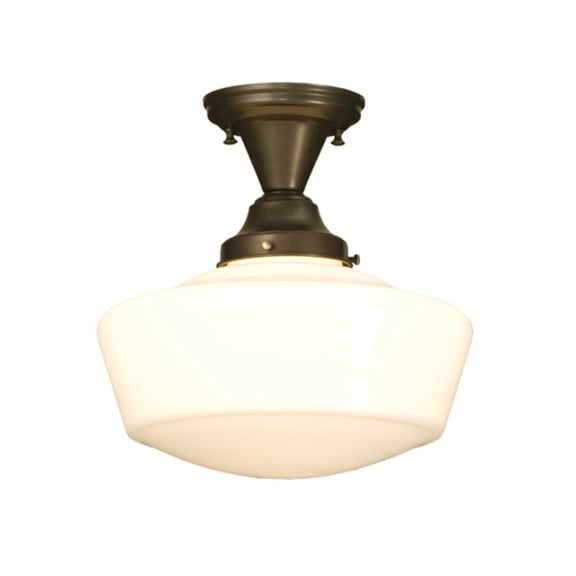 Meyda Tiffany 78011 Revival Schoolhouse 12" Tall Semi-Flush Ceiling Fixture - Brown