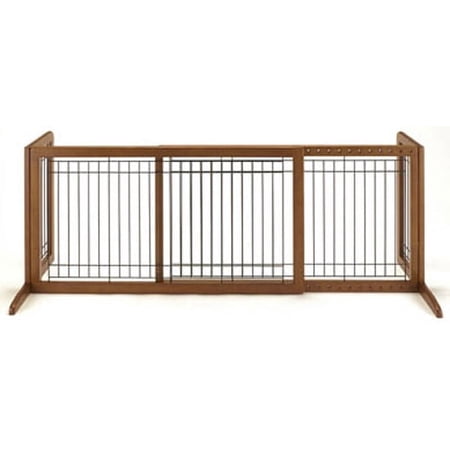 Richell Freestanding Dog Gate, Brown, Large, 71.30"L x 17.70"W x 20.10"H