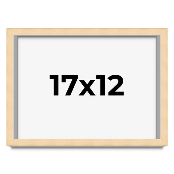 17x12 Frame Natural Wood Picture Frame | 0.75 Inch Moulding Width | with UV Acrylic Plexiglass,