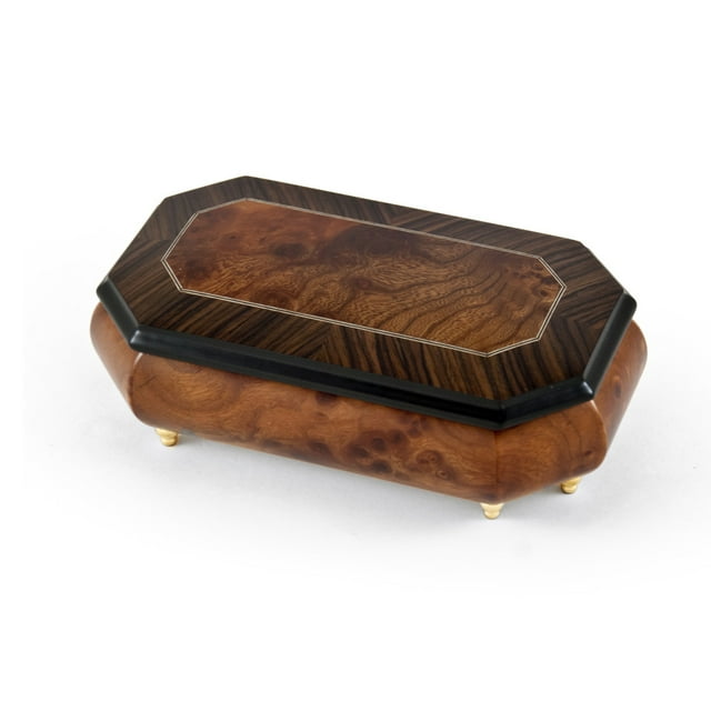 Gorgeous 30 Note Natural Wood Tone Classic Style Cut Corner Music Box - Time To Say Goodbye (Con te Partiro)