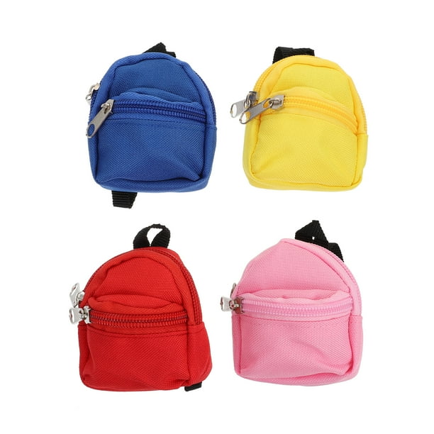 4pcs Mini muñecas mochilas adorables cremallera mochilas bebé DIY Muñeca Accesorios