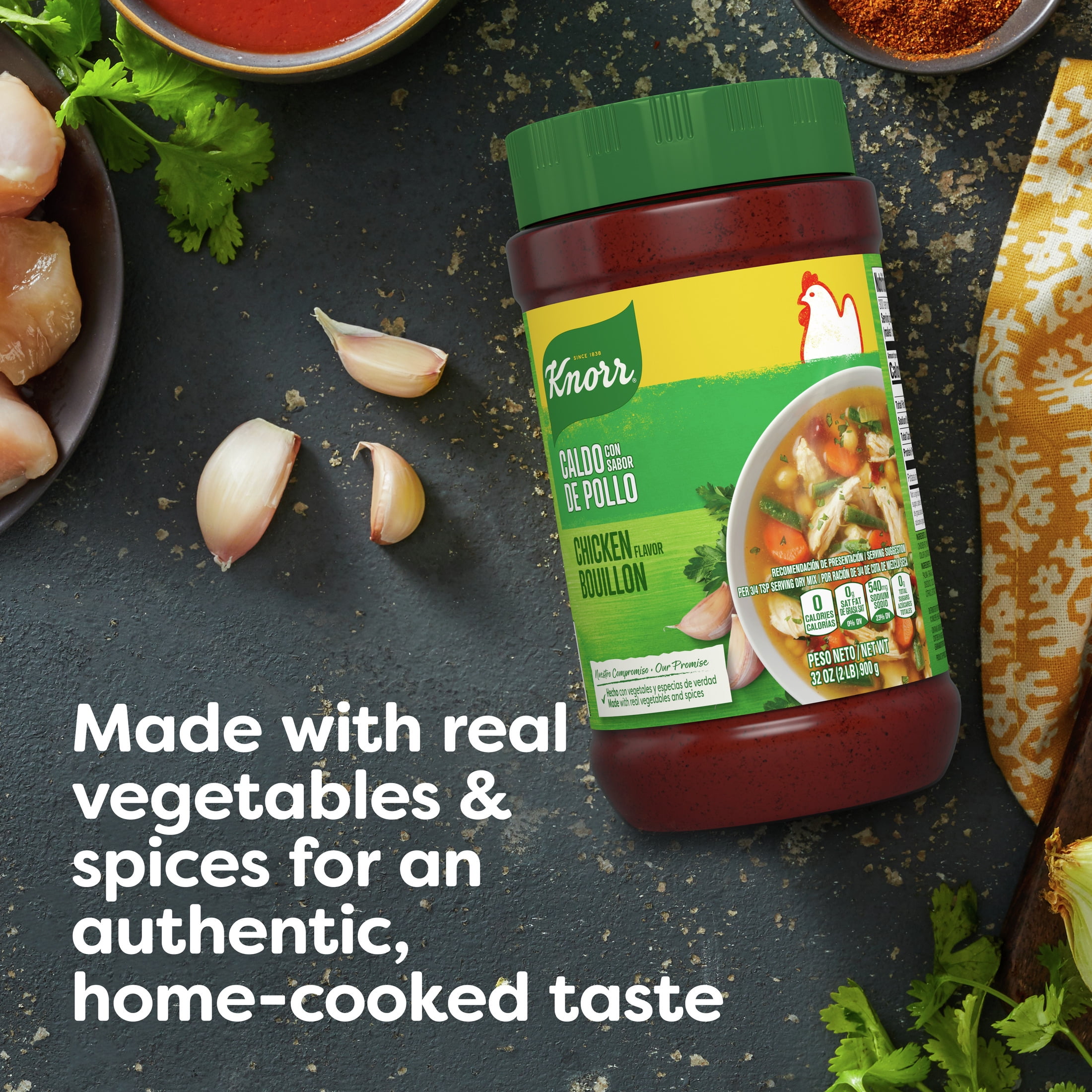 (3 pack) Knorr Shelf Stable Granulated Chicken Bouillon, 32 oz Jar
