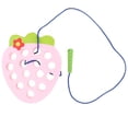 thumbnail image 2 of Juguete de frutas con cordones para niños pequeños - Juego de mesa de madera - Juguetes de viaje para niños - Rompecabezas educativos de bloques de madera para aprendizaje temprano, 2 of 7