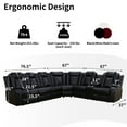 thumbnail image 2 of Recliner Sofa Sectional Couches with LED Light for Living Room,Leather Reclining Corner Sectional Sofa with 3 Recliner Seats,Cup Holder,Storage Console for House/Home Theater, Black, 2 of 7