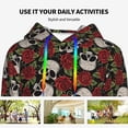 thumbnail image 4 of Uemuo Red Rose Skull Pattern Women's Hoodie with Eye-catching Drawstrings- Casual Pullover Hoodie with Kangaroo Pocket, Stylish Hooded Sweatshirt-Large, 4 of 7