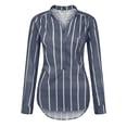 thumbnail image 5 of SROBPTY Blouses for Women, Plus Size Casual Button-Down Shirts V Neck Roll Up Cuffed Long Sleeve Striped with Pockets, Summer Fall Womens Tunic Tops Blouses Tees Shirts, 5 of 9