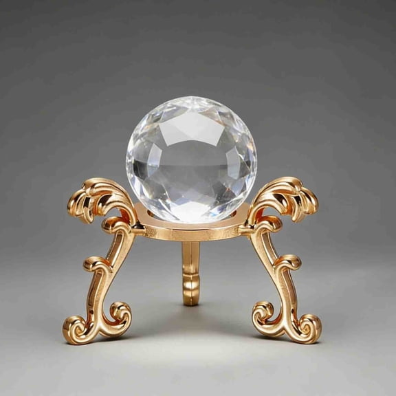 Metal Sphere Display Stand, Gold Alloy Triangular Base for Crystal Ball Paperweight Home Desk Shelf Decor (Large for 8-10cm)