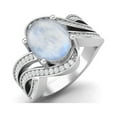 thumbnail image 2 of Bague de Mariage Solitaire pour Femmes en Argent Sterling 925 avec Pierre de Lune Ovale 10x8MM, 2 of 3