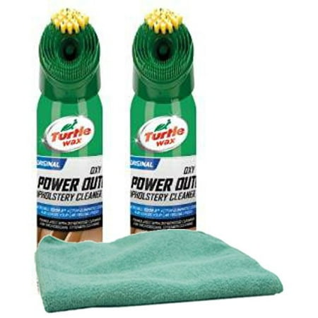 Turtle Wax Power Out Upholstery Cleaner (18 oz) Bundle with Microfiber Cloth (3