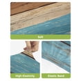 thumbnail image 4 of Farmhouse Light Blue Brown Bar Stool Covers Set of 4, Vintage Wooden Striped Stretch Washable Bar Chair Covers with Backs, Removable Pub Counter Height Chair Cover for Kitchen Dining Room Cafe, 4 of 7