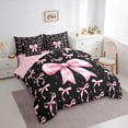 thumbnail image 2 of Erosebridal Kids Princess Ribbon Twin Bedding Sets 7-Piece, Butterfly Knot Bedding Comforter Set, Black Pink, 2 of 7