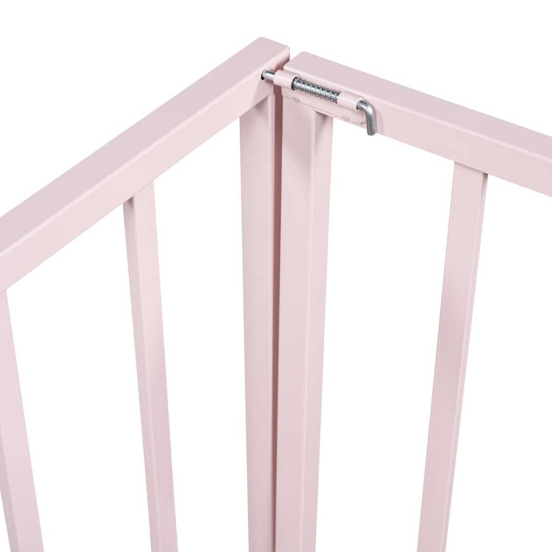 Twin Size Metal Floor Bed Frame with Fence and Door, Montessori Bedframe, No Box Spring Needed, Easy to Install, Pink