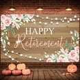 thumbnail image 5 of Floral Theme Retirement Banner Pink Happy Retirement Banner String Lights Wood Background Party Banner for Retirement Party Office Celebration Photo Shoot, 5 of 8