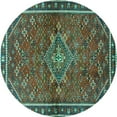 thumbnail image 1 of Ahgly Company Indoor Round Persian Turquoise Blue Traditional Area Rugs, 7' Round, 1 of 4