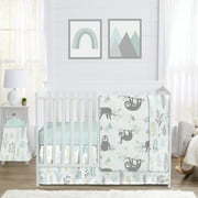 Aqua and Grey Sloth Collection 4 Piece Crib Bedding Set by Sweet Jojo Designs