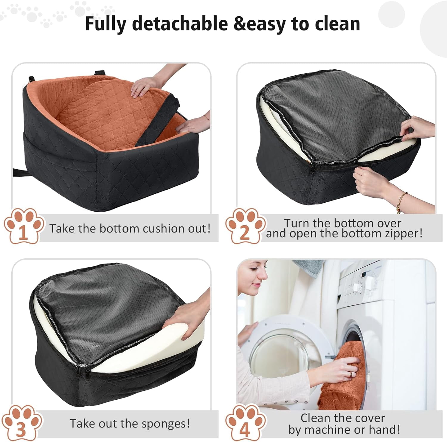 Dog Car Seat for Small Medium Dogs,Detachable Washable Dog Booster Seat Under 30lbs, Pet Car Seats Travel Bed with Storage Pockets and Safety Belt (Purple)