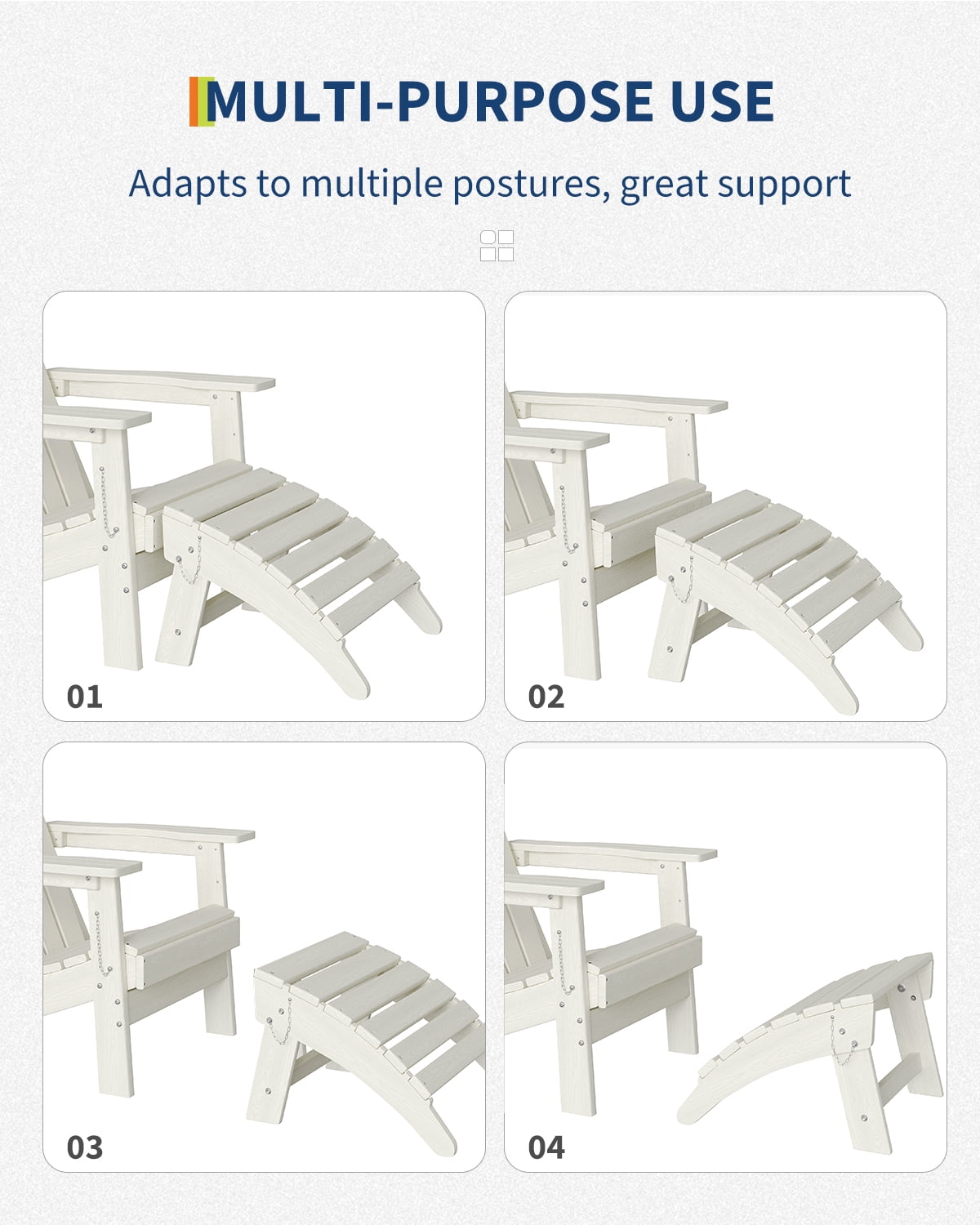 Soonbuy Folding Adirondack Ottomans, HDPE Outdoor Foot Rest for Adirondack Chair, All-Weather Patio Ottoman for Deck, Lawn, Porch and Poolside