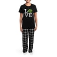 thumbnail image 4 of CafePress - Love_Shamrock_White Pajamas - Women's Short Sleeve Print T-Shirt and Pants Dark Cotton Pajama Set, 4 of 7
