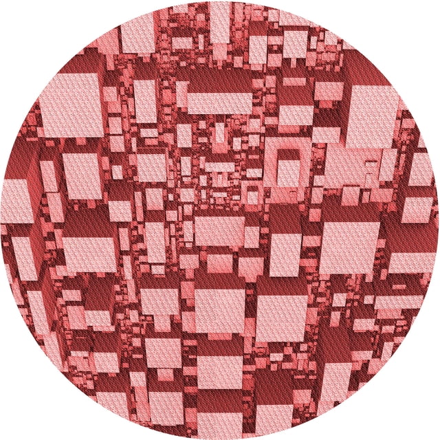 Ahgly Tapis Rond Lavable en Machine Intérieur Transitionnel Rose Corail Clair, 4 Pieds Rond