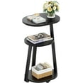 thumbnail image 3 of Side Table, Small End Table with Metal Frame, 3-Tier Bedside Tables, Round Side Tables for Living Room Bedroom Couch Bathroom, Oval, Pure Black, 3 of 20