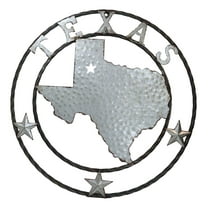 Large 24" Rustic Western Lone Star State Texas Galvanized Metal Wall Circle Sign