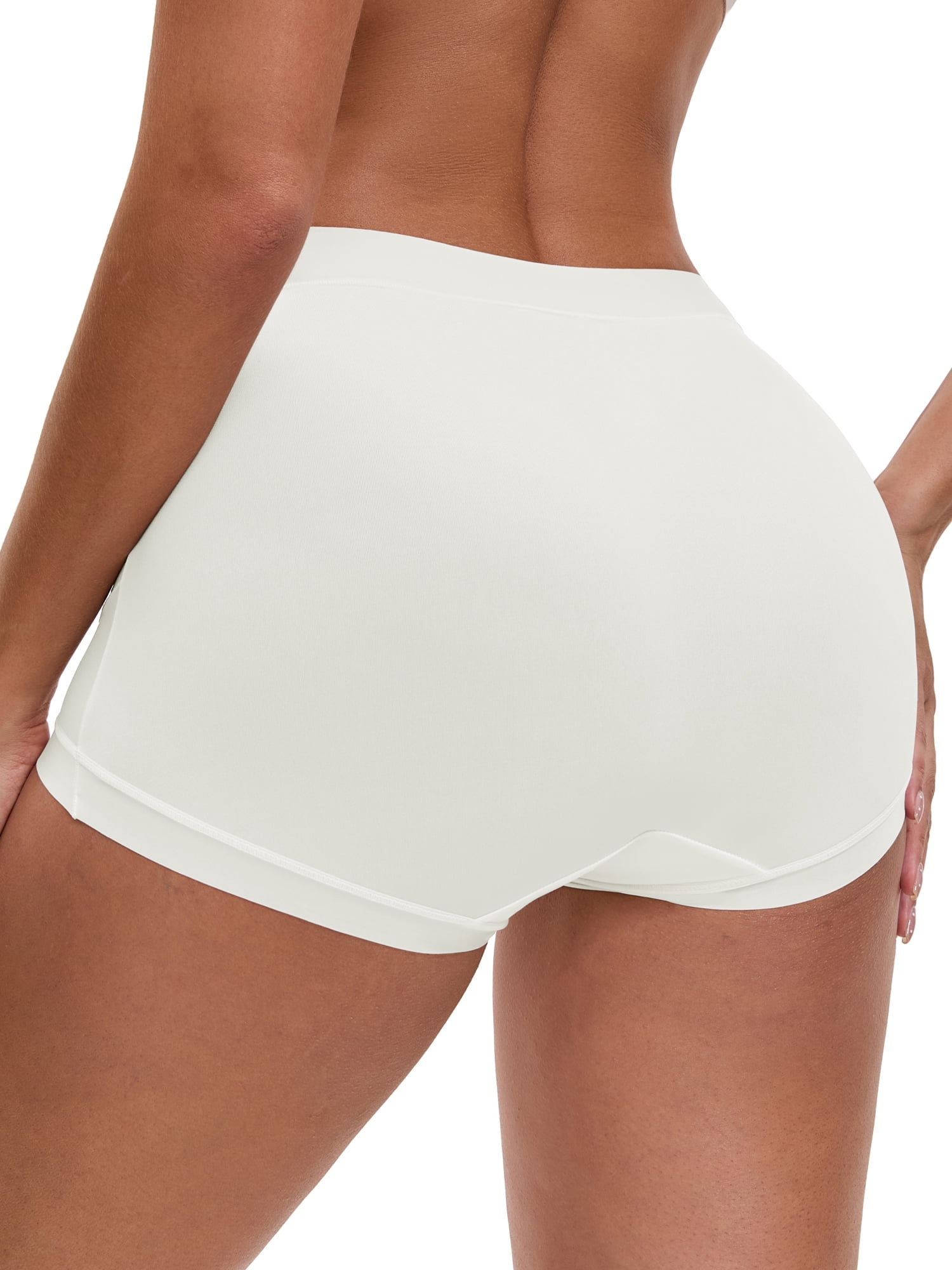 DARING DIVA Women's Plus Full Coverage High Waisted Ice Silk Underwear L White