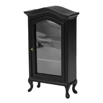 OUNONA Black Miniature Wooden Cabinet Doll House Furniture for Decor 1:12 Scale Wood Material