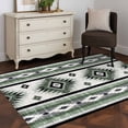 thumbnail image 5 of 3x5 Area Rugs, Sage Green Boho Non-Skid Rubber Backing Large Rectangle Rugs - Living Room Bedroom Home Office, Southwestern Ethnic Aztec Retro Geometric Indoor Floor Mat Carpets Washable Rug, 5 of 9