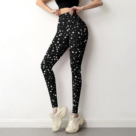 

Uorcsa Bedroom Leggings Yoga Floral Printed High Waisted Tights for Women Black