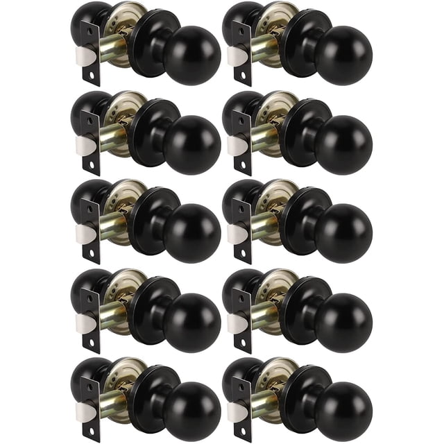 GFDYREE Lot de 10 Boutons de Porte de Passage Noir Mat Ensemble Bouton de Porte Intérieur, Bouton de Porte de Garde-Robe, Bouton de Porte de Couloir/garde-Robe Bouton de Porte Intérieur