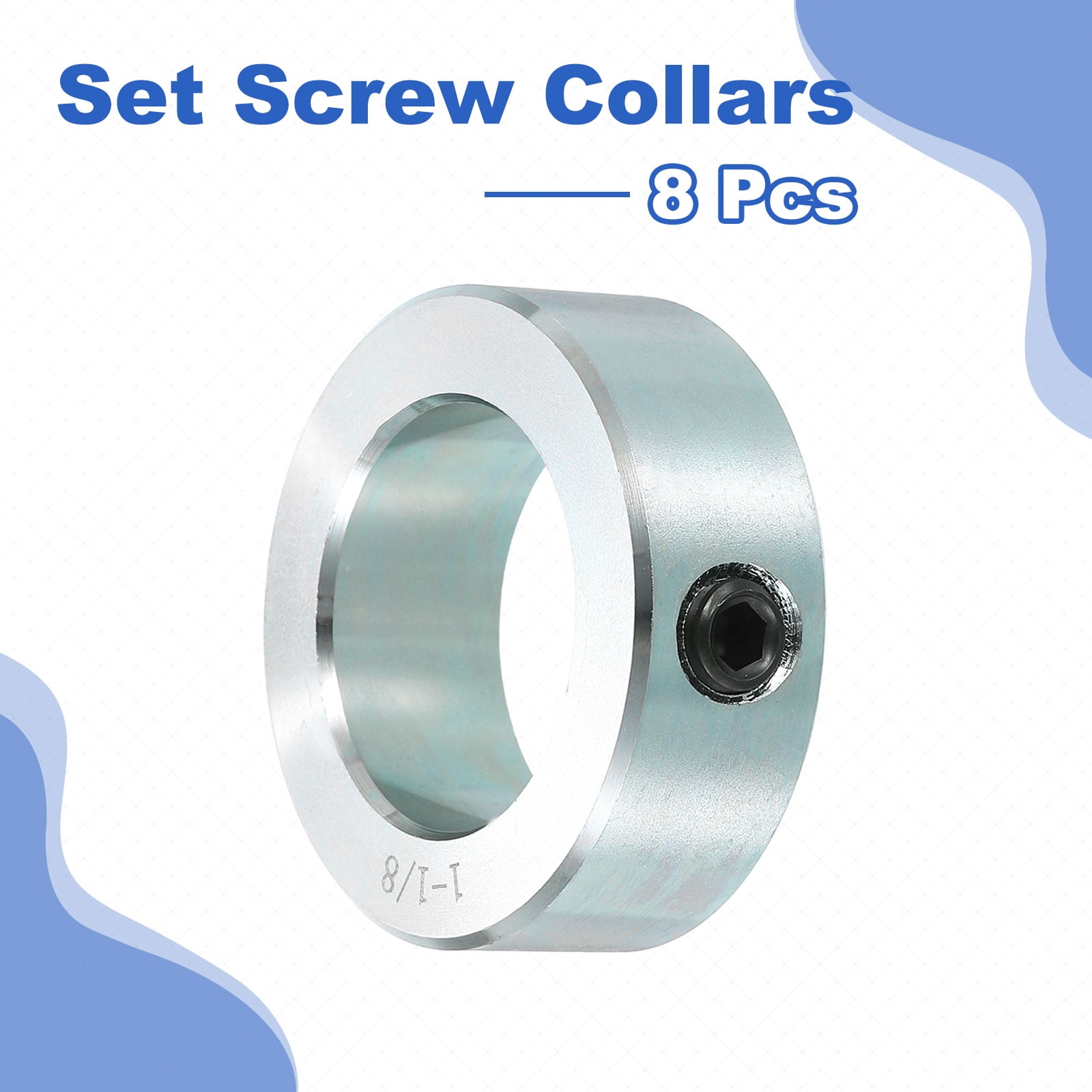 8pcs Set Screw Collars 1-1/8" Bore Carbon Steel Shaft Collars, 1-3/4" OD, 5/8" Width Lock Axle Collar Clamp