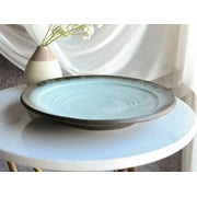 Pack Of 3 Ceramic Zen Blue Tao Swirl Dinner Lunch Entree Salad Plates 10.25"D