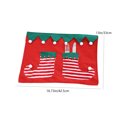 thumbnail image 3 of Juego de manteles individuales navideños con Papá Noel y elfos | Manteles y manteles de franela para mesa y cubiertos | Decoración festiva de cocina roja para cenas, 3 of 7