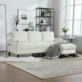 thumbnail image 4 of 77" Convertible Sectional Sofa with Storage Ottoman, Chenille Fabric L-Shaped Sofa Couch with Cup Holder and Side Pockets, 3-Seat Couches for Living Room Office Apartment, Beige, 4 of 9