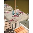 thumbnail image 2 of Outdoor Tablecloth with Umbrella Hole for Patio/Picnic/Party/Camping, Spring Cherry Waterproof Table Cloth Square Cover Washable, Vintage Red Flowers Branches Ink Painting Beige (54"x 54"), 2 of 8