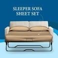 thumbnail image 2 of 4-Piece Queen Sleeper Sofa Sheet Set, 100% Egyptian Cotton, 800 Thread Count, Fits 8" Deep Pull-Out Couch Mattress (60" x 74") - Taupe Solid, 2 of 5