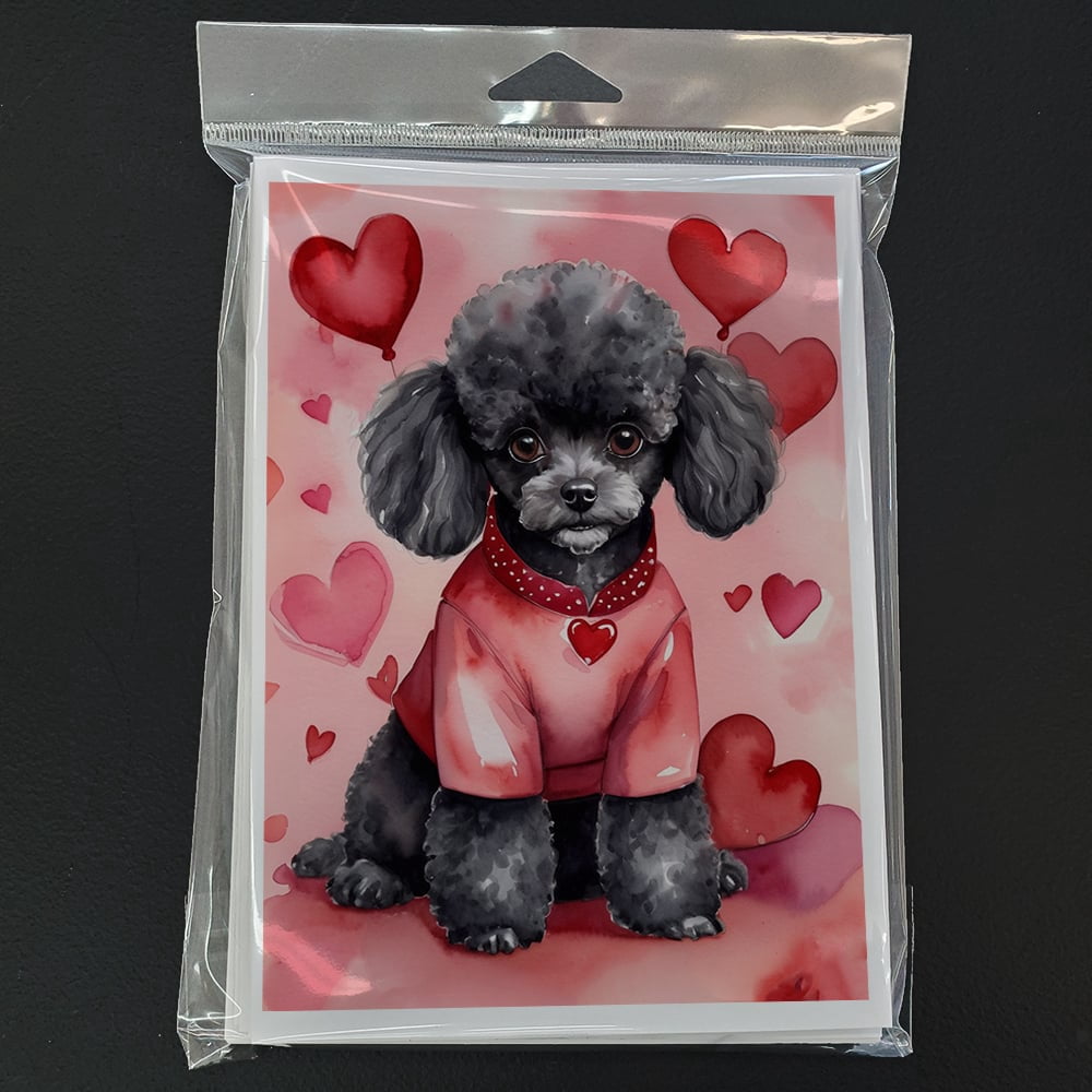Black Poodle My Valentine Greeting Cards Pack of 8 7 in x 5 in