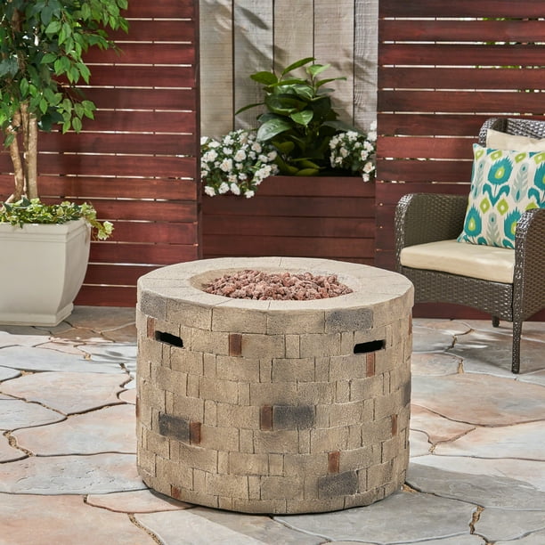 Kaur Outdoor Lightweight Concrete Circular Fire Pit, Brown Walmart