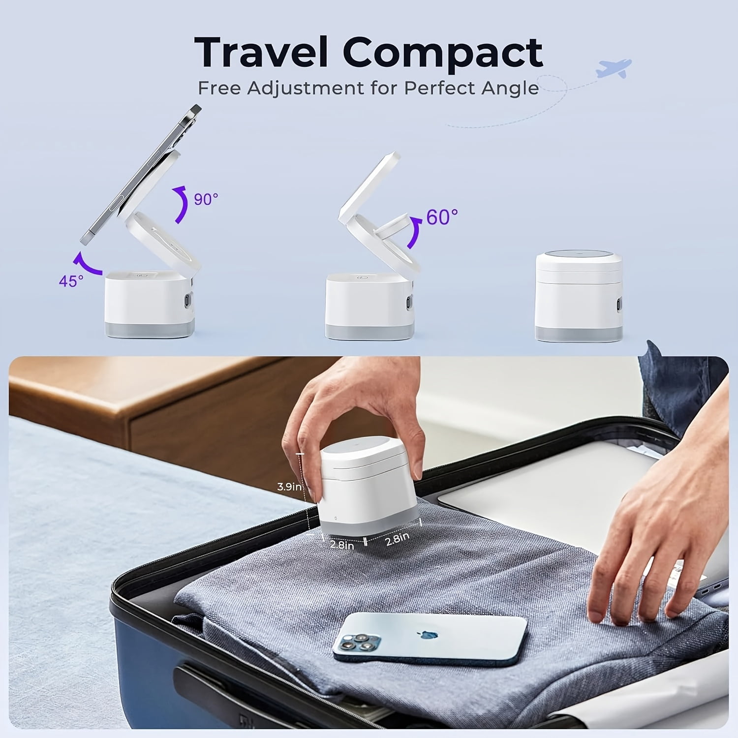 Foldable 5-in-1 Magnetic Wireless Charging Station with RGB Light & Retractable Cable for iPhone 17-12, Apple Watch, Airpods