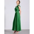 thumbnail image 4 of DARING DIVA Maxi Ruffled Sleeve V Neck Pleated Dress 2XL Green, 4 of 6
