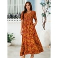thumbnail image 2 of DARING DIVA Short Flutter Sleeve Smocked Flowy Maxi Dres M Brick Red, 2 of 6