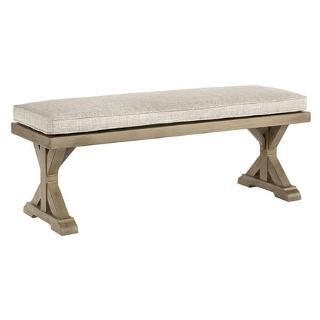 Signature Design by Ashley Beachcroft Outdoor Beige Bench with Cushion