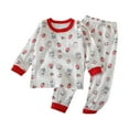 thumbnail image 2 of Cethrio Kids Girls Pajama Sets, 2 Piece Long Sleeve Cotton Kids Sleepwear Sets Red Size 4-5 T, 2 of 3